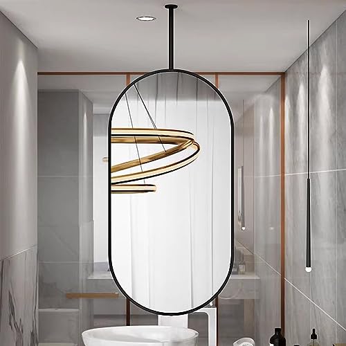 Miroir de maquillage suspendu moderne avec perche noire en métal de prestige