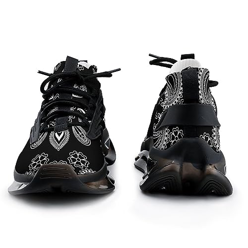 Black and White Bandana Print Men's Running Shoes Walking Sneakers for Women Athletic Lightweight Breathable Shoes2