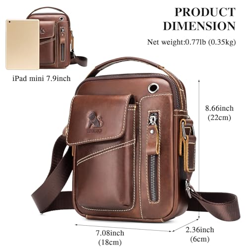 BAIGIO Men's Small Leather Shoulder Bag Messenger Pack Handbag Bag Crossbody Bag Man Purse Sling for Travel Business Work2