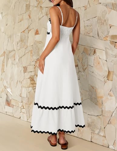 Image of ZESICA Women's 2026 Summer Spaghetti Straps Sleeveless Backless Sundress Flowy Smocked Lace Swing A Line Midi Dress