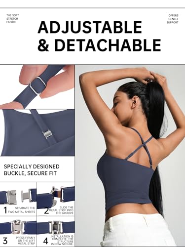 Image of 2 Pack Womens Cami Tank Scoop Neck Spaghetti Strap Tank Tops Basic Tight Camisole Shirts