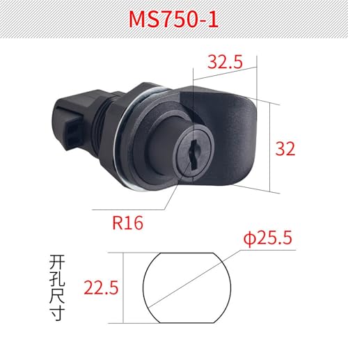 Interruptor de bloqueo de lengüeta negra MS750 de plástico 6