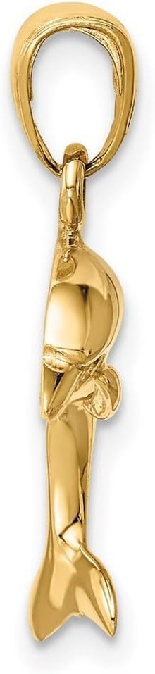 JewelryWeb 14k Yellow Gold Solid Polished Jumping Dolphin Pendant Necklace 24x16mm Wide Pendant for Women - Image 3