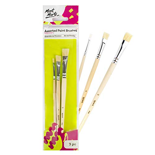 Mont Marte Borstenpinsel 4 8 12 3 Stück Pinselset für Anfänger Ideale Flachpinsel für Ölfarben Acrylfarben Gouache