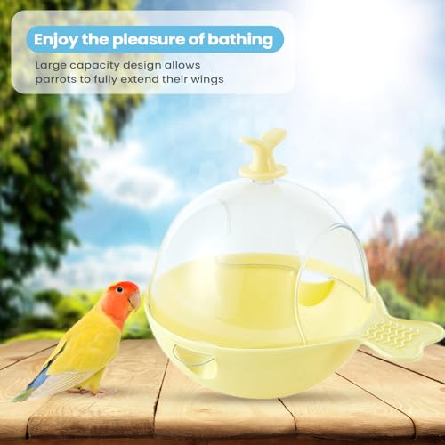 Baño para pájaros grande con diseño interactivo, accesorio de jaula loros 6