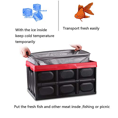Kingcav Plastic Durable Cargo Storage Box Weathertight Storage Organizer Box Secure Snap-On Lid Car Trunk Organizer Collapsible Storage Box #TOP3