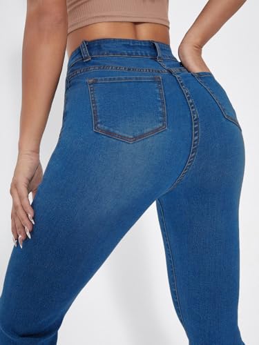 Image of Aahwan Blue Solid Low Waist Bootcut Denim Jeans for Women's & Girls'