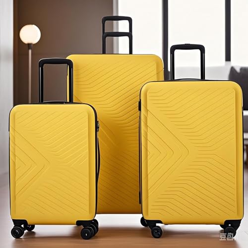 ABS Lightweight 3 Piece Luggage Set with Wheels and Lock - Yellow (20/24/28) - Durable Hard-Shell Suitcases for Travel3
