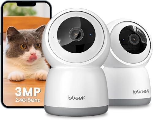 ieGeek 5G/2.4G WiFi 2K/3MP Indoor Security Camera 360°PTZ 2Pack