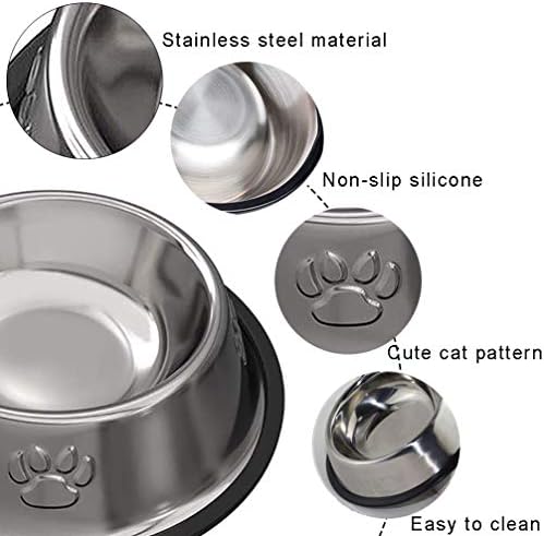 Stainless Steel Cat Bowl, 4 Pack Metal Dog Bowls for Food and Water, Non-Slip Pet Feeding Dish Bowl With Rubber Base for indoor Cats Small Dogs