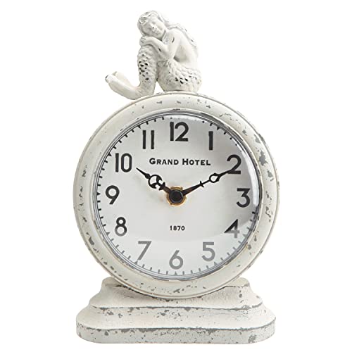 NIKKY HOME Vintage Silent Non-Ticking Table Clock, Mermaid Shelf Desk
