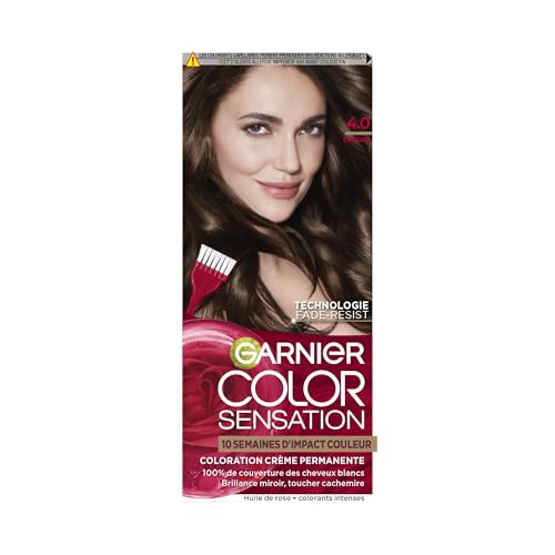 Garnier Color Sensation Coloration, Châtain 4.0, Coloration Crème Permanente, Tous