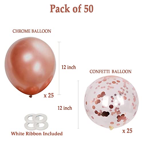Image of AMFIN Bachelorette Party Decorations Rose Gold /Confetti Balloons Rose Gold /Confetti Balloons for Birthday /Rose Gold Birthday /Valentine Day /Anniversary Theme Balloons - Pack of 50