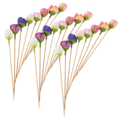PRETYZOOM 30 Piezas Inserto de Placa de Fruta selecciones de cócteles de Rosa para Bebidas selección de Cupcakes selección de sándwich palitos de Coctel selecciones de cóctel de Flores paño