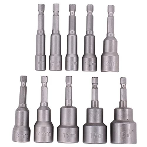 Doo Engy 6-19mm Stecknuss Bit Nuss Set 1/4 Zoll Sechskant Magnetische Steckschlüssel Adapter Steckschlüsselsatz für Bohrer oder Akkuschrauber 10-Teilig