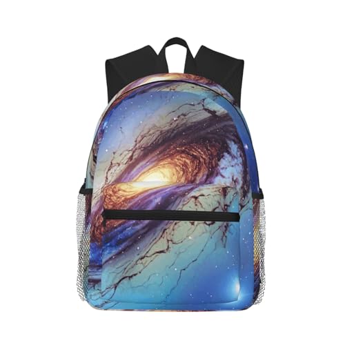 Sac à dos ergonomique léger bleu avec motif galaxie imprimé haute définition
