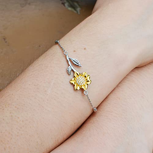 Birthday Bracelet For Girlfriend, 1 Year Anniversary For Girlfriends Unique Gifts, Beautiful Gifts For Her Romantic, To My Badass Girlfriend Sunflower Bracelet For Women #TOP3