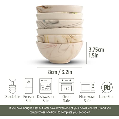 Bascuda® Small Ceramic Bowls Set Of 6 With Gift Box - Snack Bowls For Tapas, Dessert, Nuts, Olive, Soy Sauce Dish, Dip - Colourful Decorative Moroccan Spanish Mexican - Decorative Bowl - 3.14 Inches #TOP1