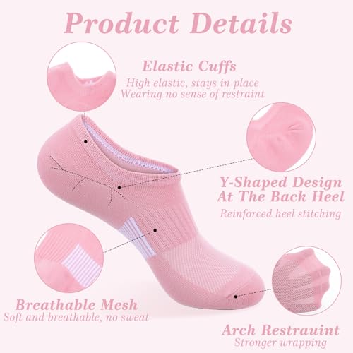 5 Pairs No Show Socks, Womens Cotton Non Slip Low Cut Thin Ankle Short Casual Invisible Socks, Women's Athletic Running Sneaker Liner for US Size 5-104