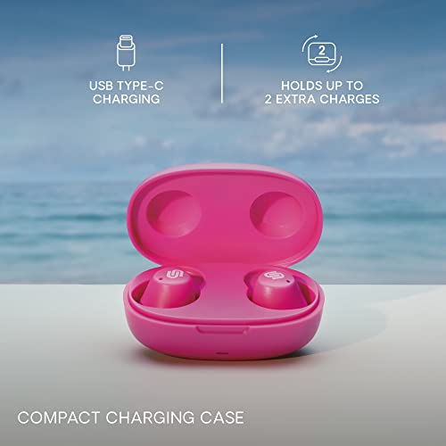 Image of Urbanista Lisbon Bluetooth 5.2 TWS Earbuds, in Ear Mini Wireless Headphones with Mic, Touch Controls, 27 Hr Playtime, Charging Case, Voice Assistant Compatible, Blush Pink