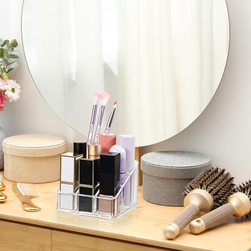 CIATBYYJ 9 Fächern Lippenstift Organizer,Acryl Lipgloss Organizer,Transparent Lippenstifthalter Aufbewahrung,Make up Lippenstifte Organizern für Lippenstiftes Nagellack(2 Stück)