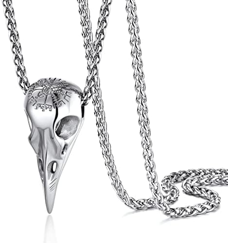 PROSTEEL Men Viking Raven Necklace Nordic Jewelry, Can Engrave-Stainless Steel/Black-Send Gift Box