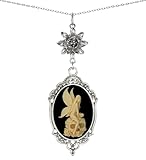 Yspace Lotus Charm Necklace Antique Decor Cameo Pendant 2 Chains Velvet Pouch...