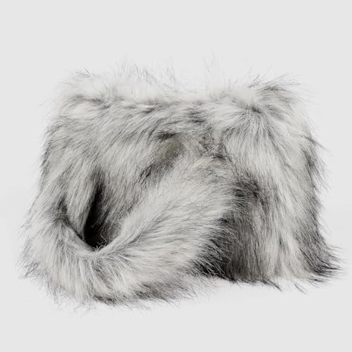 Bolso de mano de piel sintética peluda para mujer miniatura 3