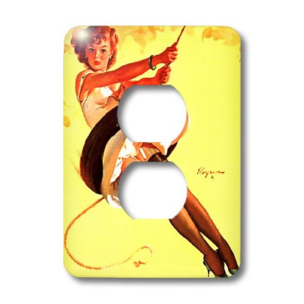 Interruptor Elvgren Pinup Swining Sweet de 3dRose para decorar tu salón retro con encanto
