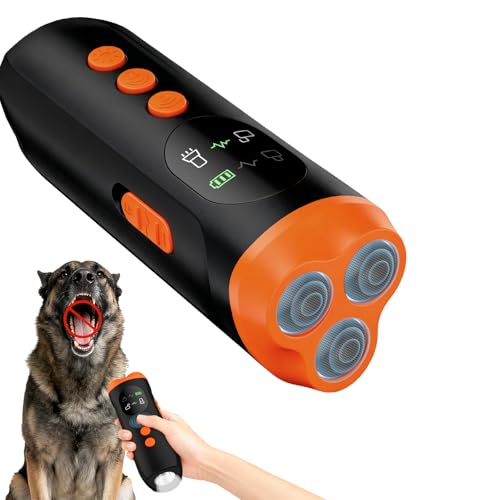 Anti Bell Gerät Hunde Hundeabwehr Ultraschall Ultrasonic Dog Trainer Wiederaufladbar Hundebellen Abschreckungsgerät mit 5 m Reichweite Bellstopper für Innen und Außen Taschenlampenfunktion