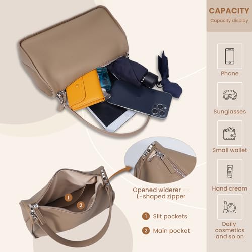 Genuine Leather Purses for Women, Real Leather Women's Shoulder bag Handbag Crossbody Bag Hoho bag with Adjustable Strap4