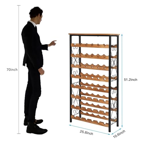 Soporte para 48 botellas de vino con tapa de madera miniatura 7