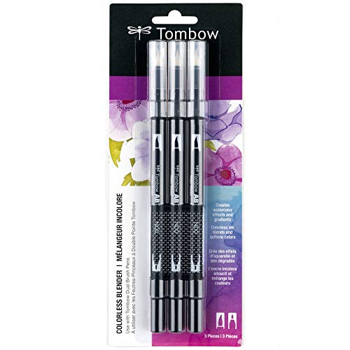 Tombow 66706 Dual Brush Pen Colorless Blender, 3-Pack. Colorless Ink Blends And Softens Colors #TOP12
