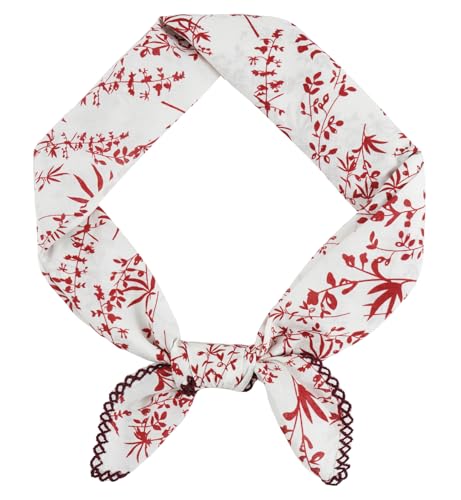 GERINLY Christmas Neck Scarf with Poinsettia Flower Cotton Floral Head Scarfs Bandana Leaf Botanical Headband (Cream)