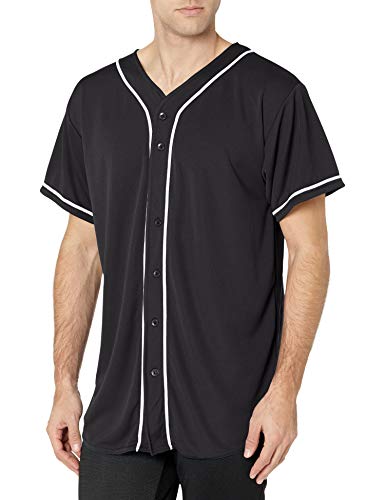 Augusta Sportswear Augusta Wicking Mesh Button Front Jersey with Braid Trim, Black/White, Medium