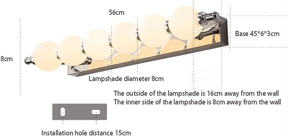 Lampada a specchio a LED con finitura cromata per bagno e camera da letto