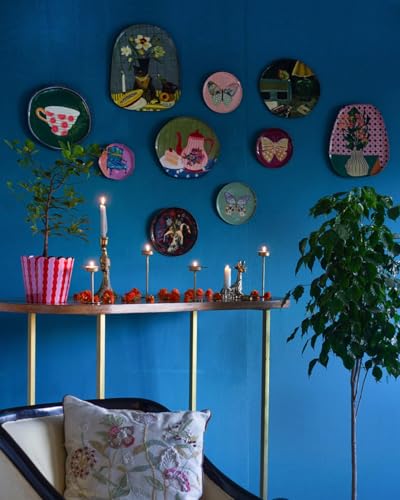 Image of The Wishing Chair Retro Beat Metal Wall Plate | Decorative Retro Wall Art with Lamp, Radio, Tapes & Playing Card | Vintage-Inspired Nostalgic Home Decor Accent - 24 x 26 cm