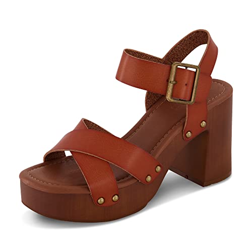Dunes Women's Patsy Faux Wood Sandal +Comfort Foam & LiteSole Technology, Wide Widths Available