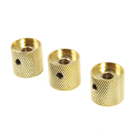 an-do-er 3PCS Guitar Knobs Chromed Metal Dome Knurled Barrel for Electric Guitar Parts (Gold)
