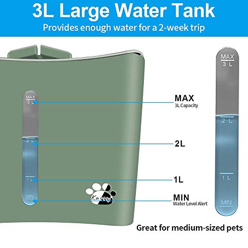Cat Water Fountains, Pet Water Fountain, Whisper Quiet 3L/101oz Kitty Water Fountains, Water Bowl Drinking Fountain for Cats, Cat Water Dispenser with LED Light,1 Cat Waterer Filter, Green - Thumbnail 3