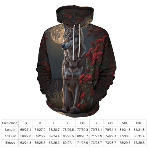 Sweat à capuche homme lune loups pull noir idée cadeau original unique
