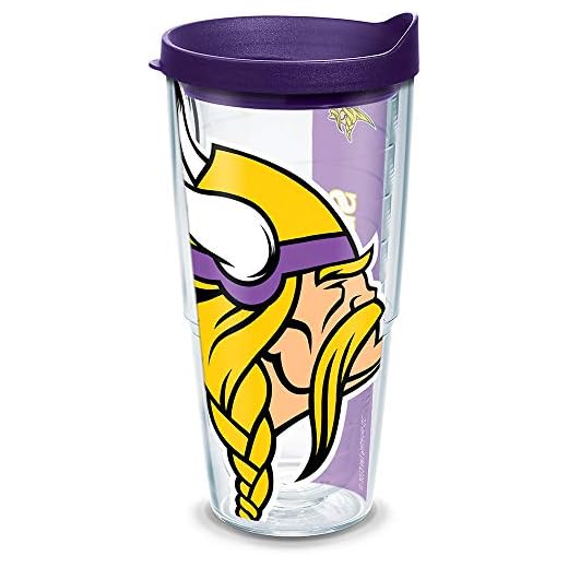 Tervis NFL Minnesota Vikings Colossal Wrap Tumbler with Royal Purple Travel Lid, 24 oz, Clear