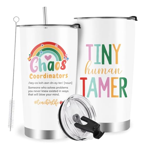 Image of Tiny Human Tamer Tumbler, Daycare & Preschool Teacher Appreciation Gifts - 20oz Travel Coffee Mug