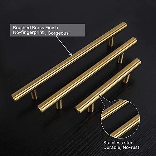Haliwu 30 Pack/Gold Cabinet Pulls, Brushed Brass Cabinet Pulls Cabinet Handles Gold Dresser Drawer Pulls Stainless Steel Kitchen Hardware Gold Pull 3 Inch Hole Center #TOP5