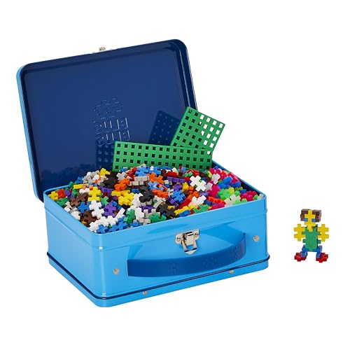 Plus-Plus- Set di mattoncini da Costruzione, in Pratica Scatola di Metallo con Manico, 600 Pezzi, Multicolore, 7002 - Lego - Immagine 1