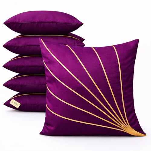 Image of LOFEY Dupion Silk Cushion Cover, 16 x 16 Inch (40 x 40 cm), Decorative Sofa Pillow Cover, Zipper Closure (2, Purple)