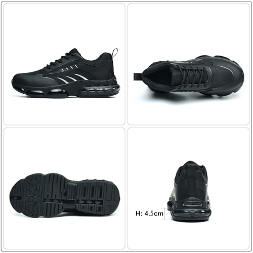 Image of Steel Toe Work Shoes for Men, PU Sole Tennis Upper with Print Lace-up Style, Safety Non Slip Comfortable Shoes for Industrial or Construction