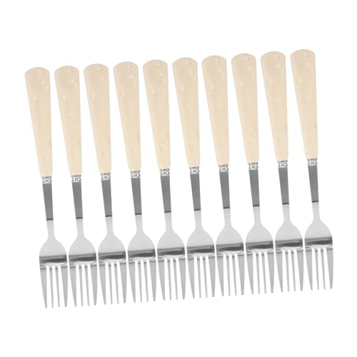 TOPBATHY - TOPBATHY 10 Pièces Fourchettes à Fromage Acier Inoxydable avec Poignée Céramique Factice Ustensiles de Cuisine Élégants pour Salades Pâtes et Desserts pour Dîners à et Fêtes