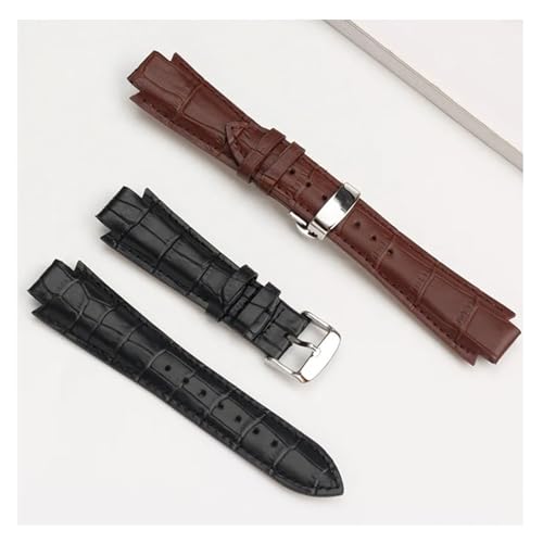 Bracelet montre cuir marron convexe 24 mm série T60 L875