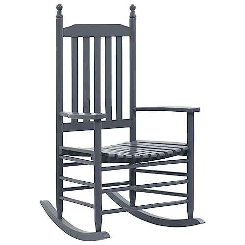 Chaise à bascule gris et bois de peuplier pour un coin lecture chaleureux